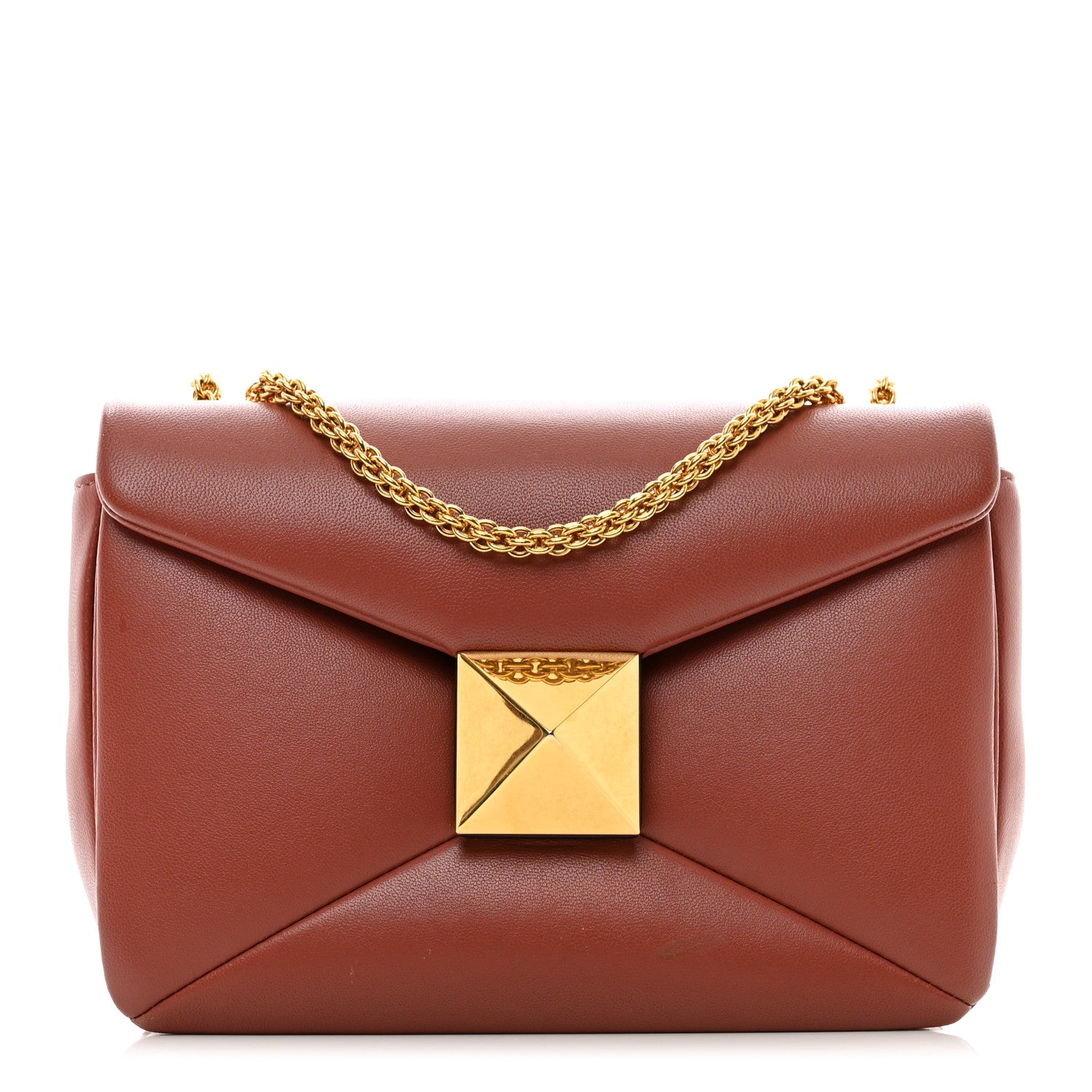 Valentino Garavani Nappa One Stud Chain Clutch Gingerbread 1 of 10