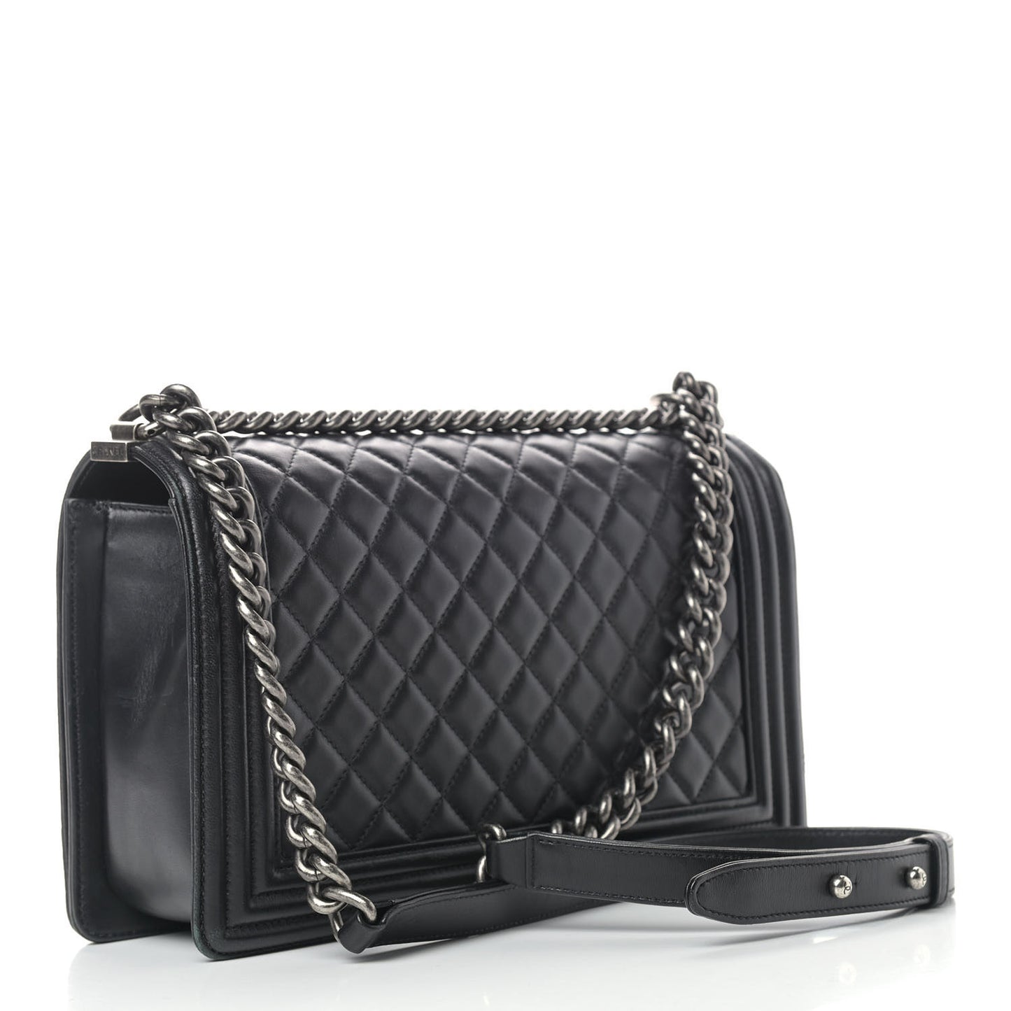 Lambskin Quilted New Medium Boy Flap Black