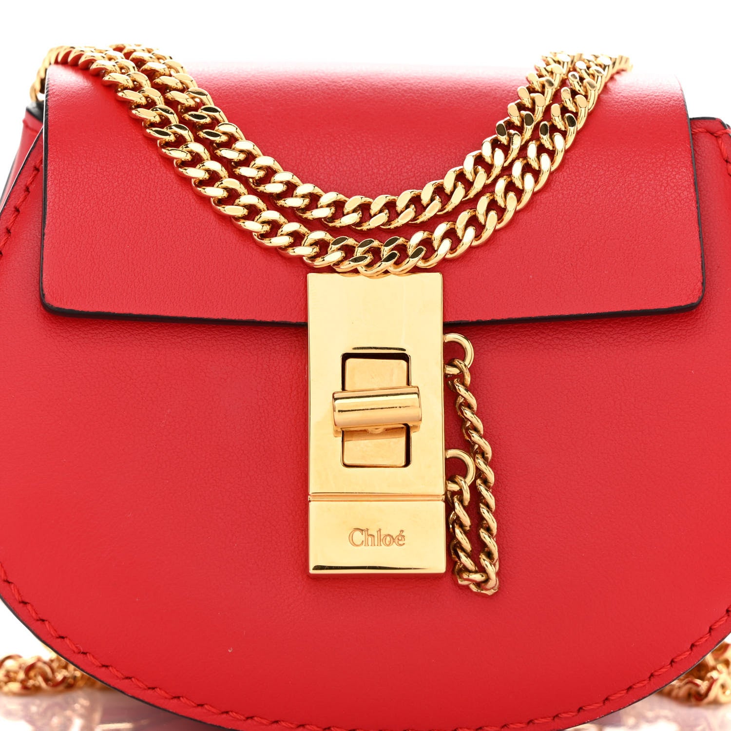 Chloe Shiny Calfskin Mini Drew Crossbody Backpack Juicy Red 7 of 9