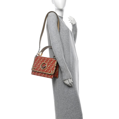 Fendi Vitello Century F is Fendi Whipstitch Threads FF Embossed Kan I Shoulder Bag Amido Fiamma 2 of 10