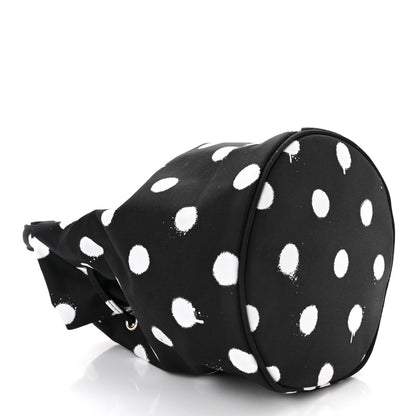 Balenciaga Recycled Sport Nylon Polka Dot Logo Embroidered Wheel Drawstring Bucket Bag Black White 4 of 10