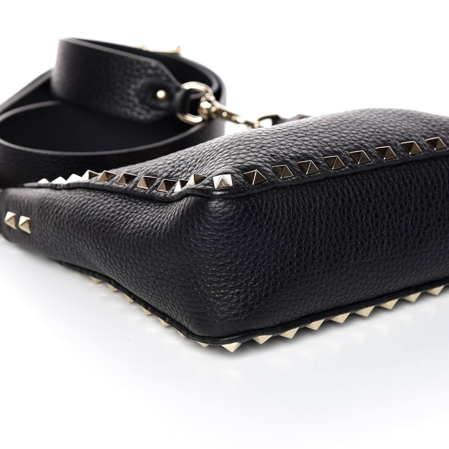 Valentino Garavani Pebbled Calfskin Mini Rockstud Flip-Lock Messenger Bag Black 5 of 8