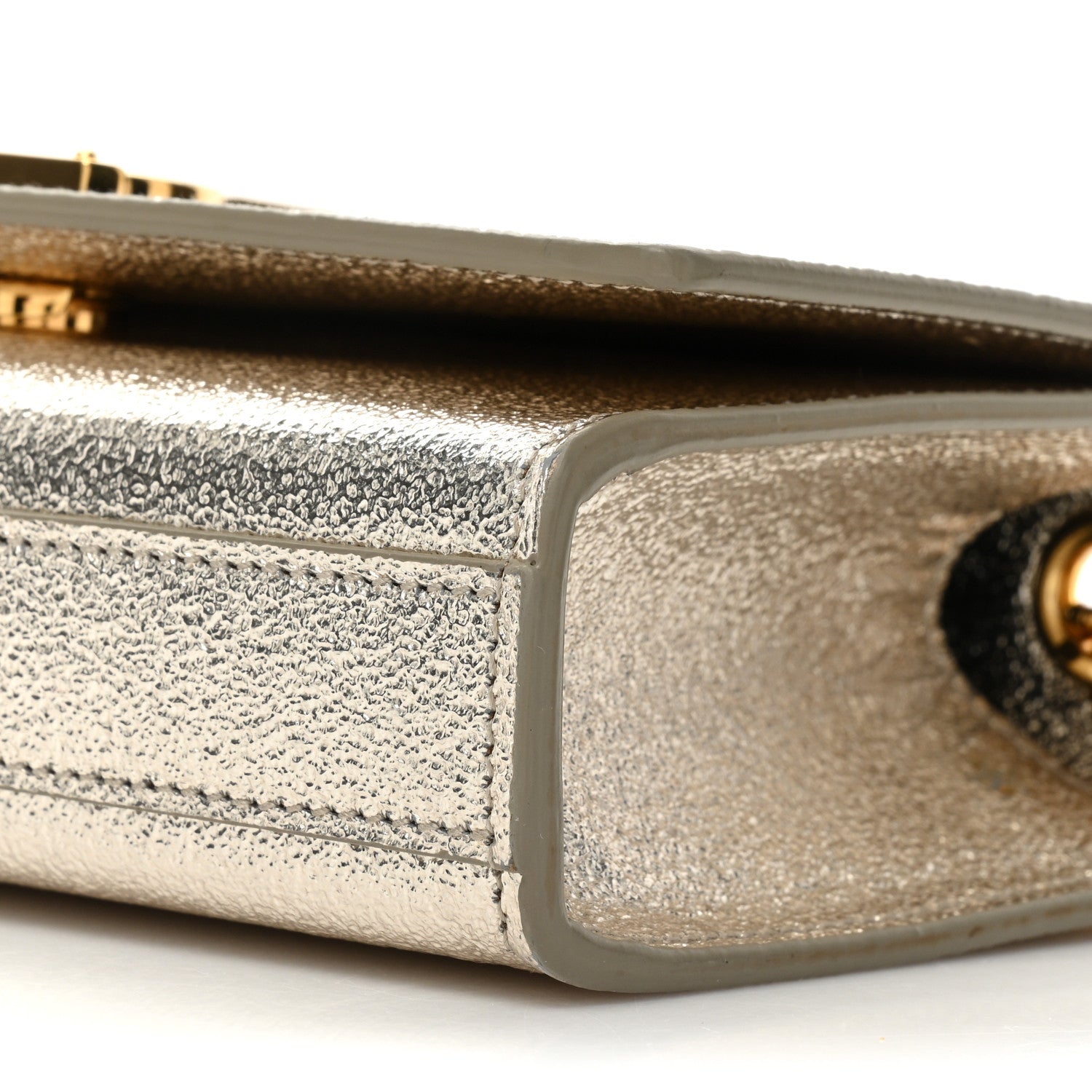 Saint Laurent Metallic Calfskin Small Classic Monogram Kate Satchel Platine 9 of 15