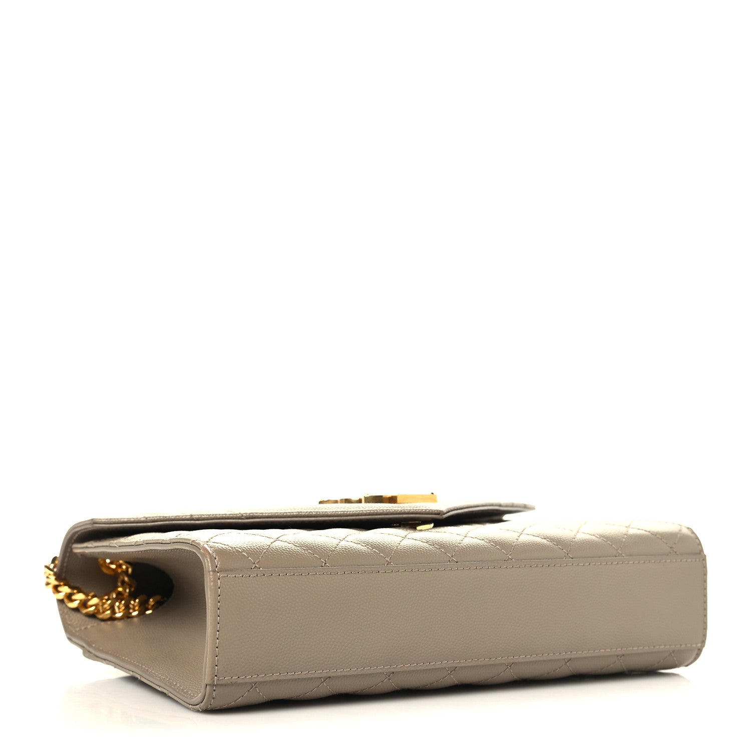 Saint Laurent Grain De Poudre Textured Mixed Matelasse Medium Triquilt Monogram Satchel Dusty Grey 4 of 10