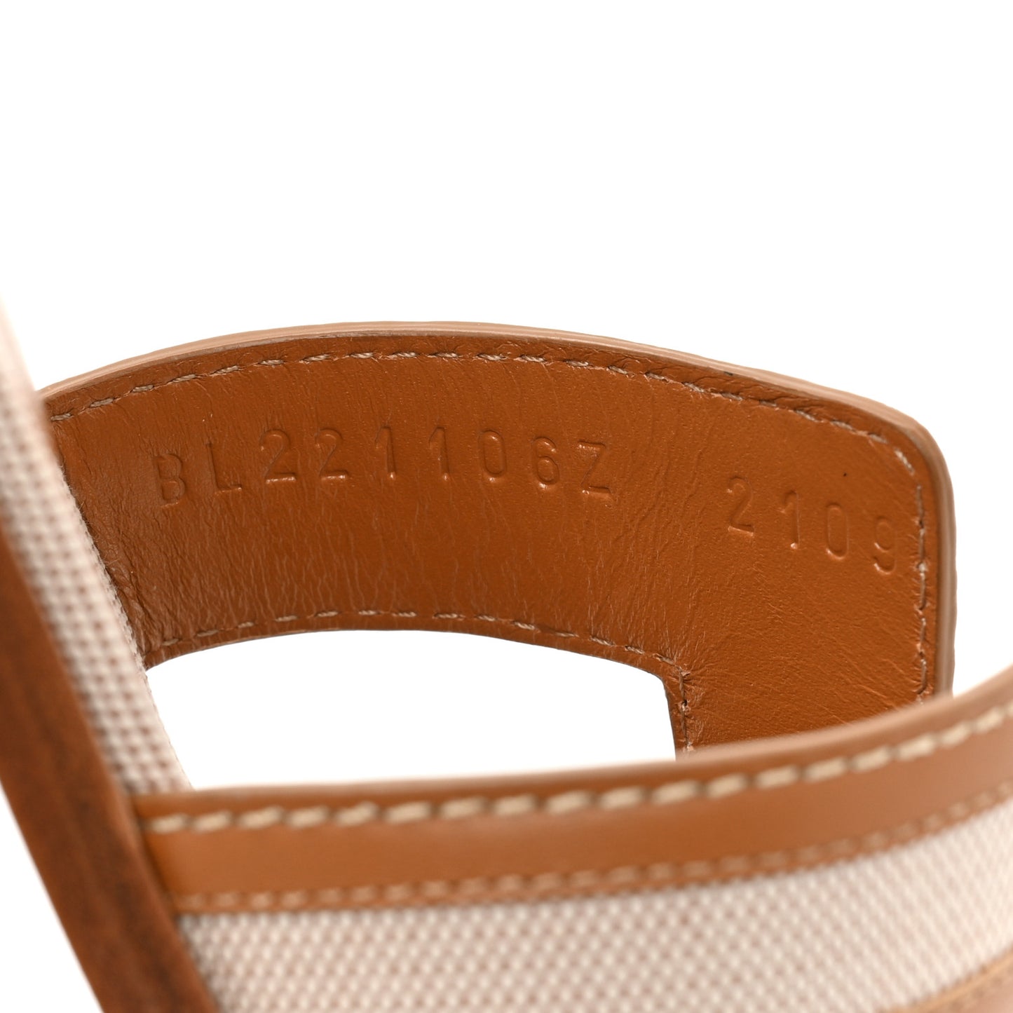 Calfskin Canvas Oran Sandals 39 Noisette Beige Dore