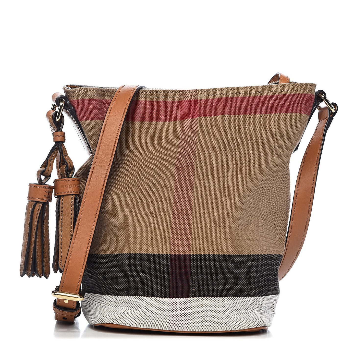 Canvas Mega Check Mini Ashby Tassel Crossbody Saddle Brown