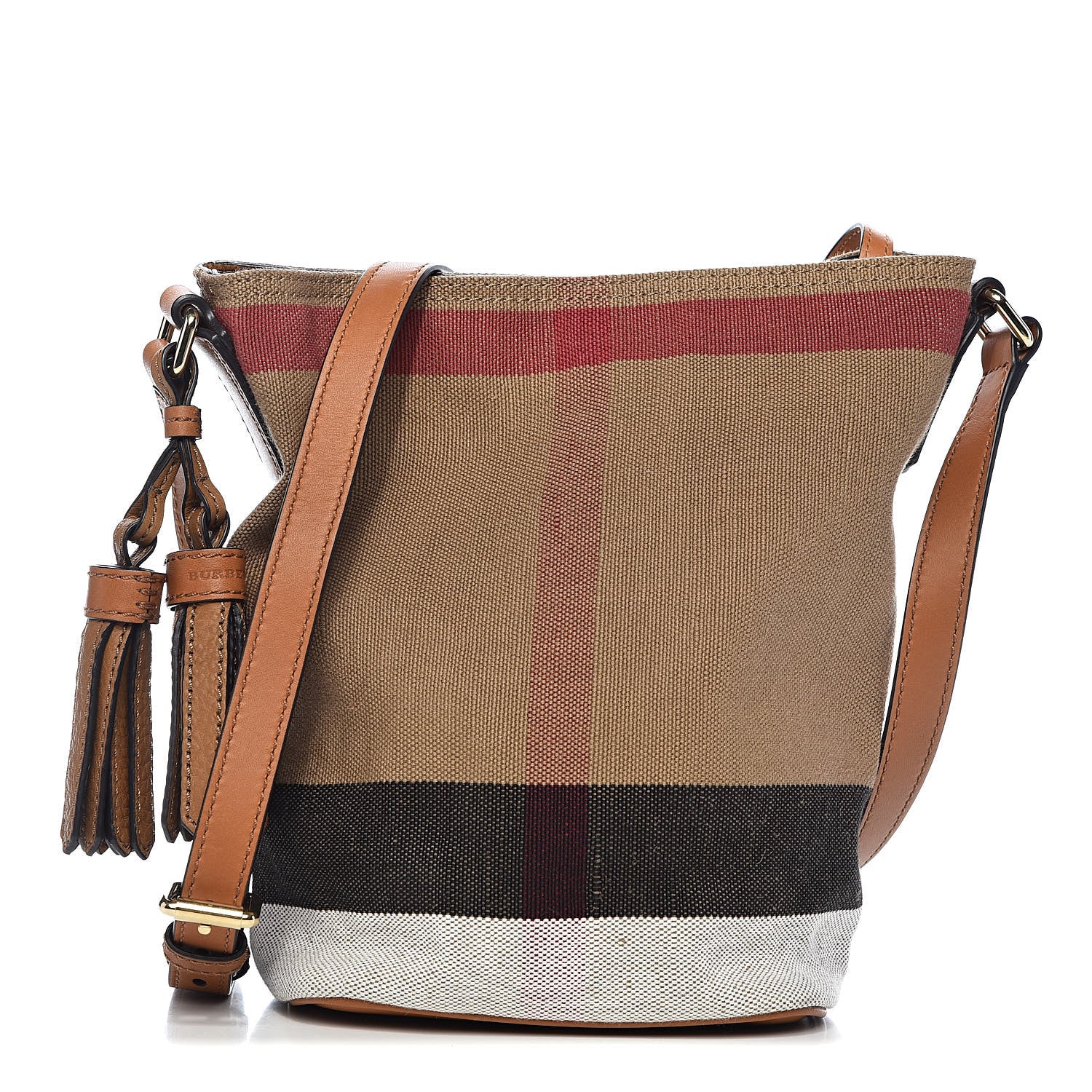Burberry Canvas Mega Check Mini Ashby Tassel Crossbody Saddle Brown 3 of 11