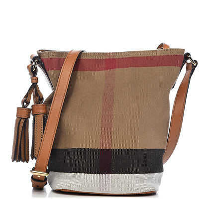 Burberry Canvas Mega Check Mini Ashby Tassel Crossbody Saddle Brown 3 of 11