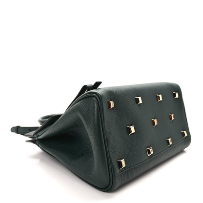 Salvatore Ferragamo Hammered Calfskin Medium Studio Top Handle Bag Dark Green 5 of 15