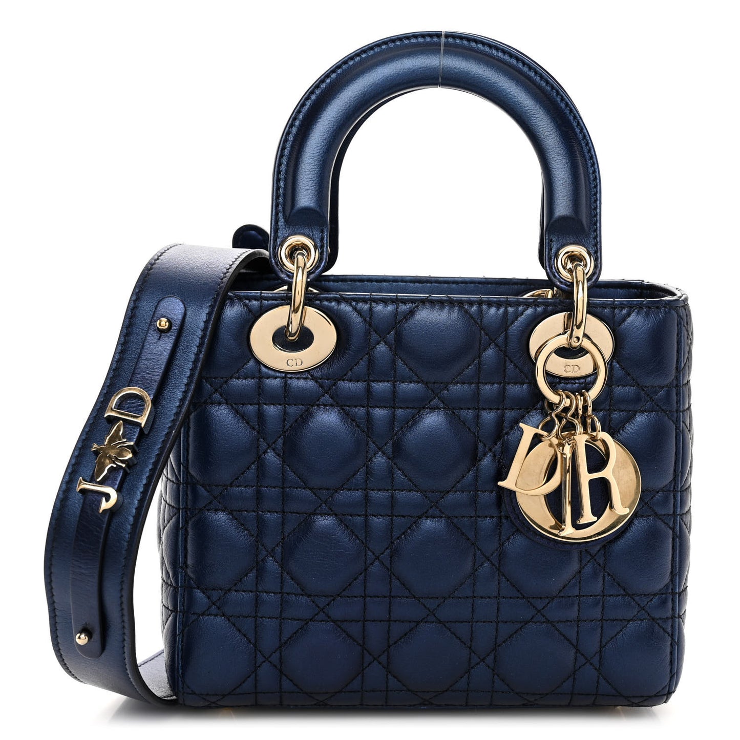 Metallic Lambskin Cannage Small My ABCDior Lady Dior Blue
