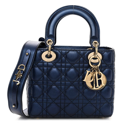 Christian Dior Metallic Lambskin Cannage Small My ABCDior Lady Dior Blue 1 of 9