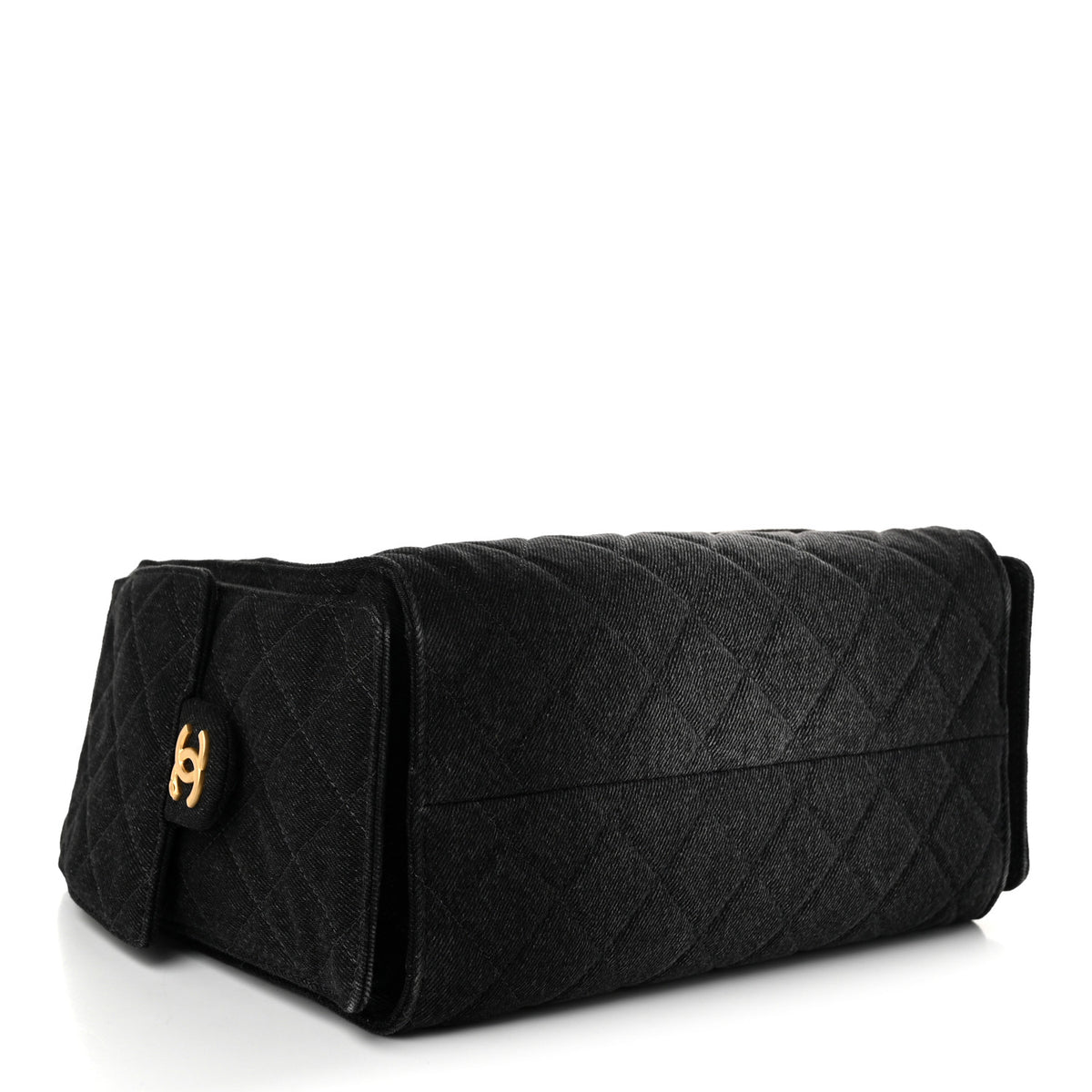 Washed Denim Quilted Small Chanel 25 Handbag Black