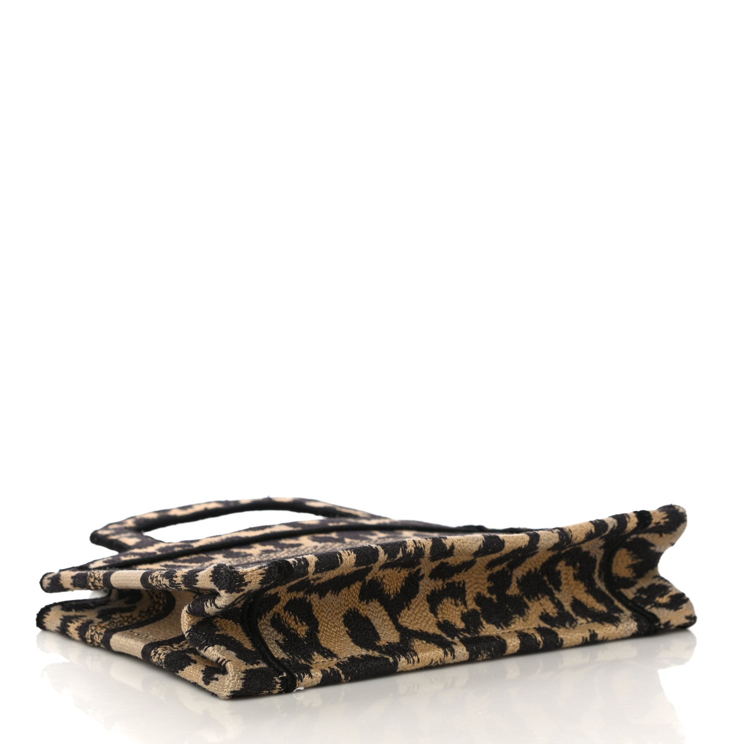 Christian Dior Canvas Mizza Embroidered Mini Leopard Book Tote Beige 4 of 16