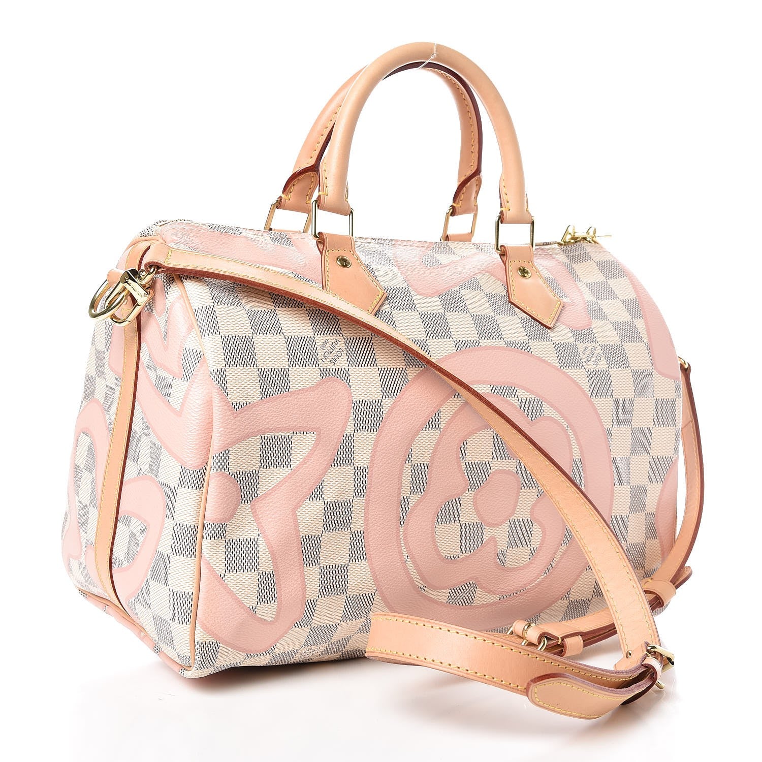 Louis Vuitton Damier Azur Tahitienne Speedy Bandouliere 30 Rose Ballerine 4 of 9