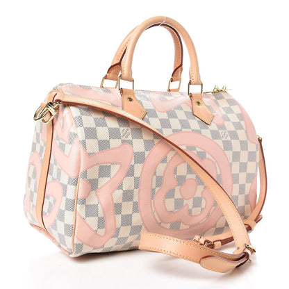 Louis Vuitton Damier Azur Tahitienne Speedy Bandouliere 30 Rose Ballerine 4 of 9