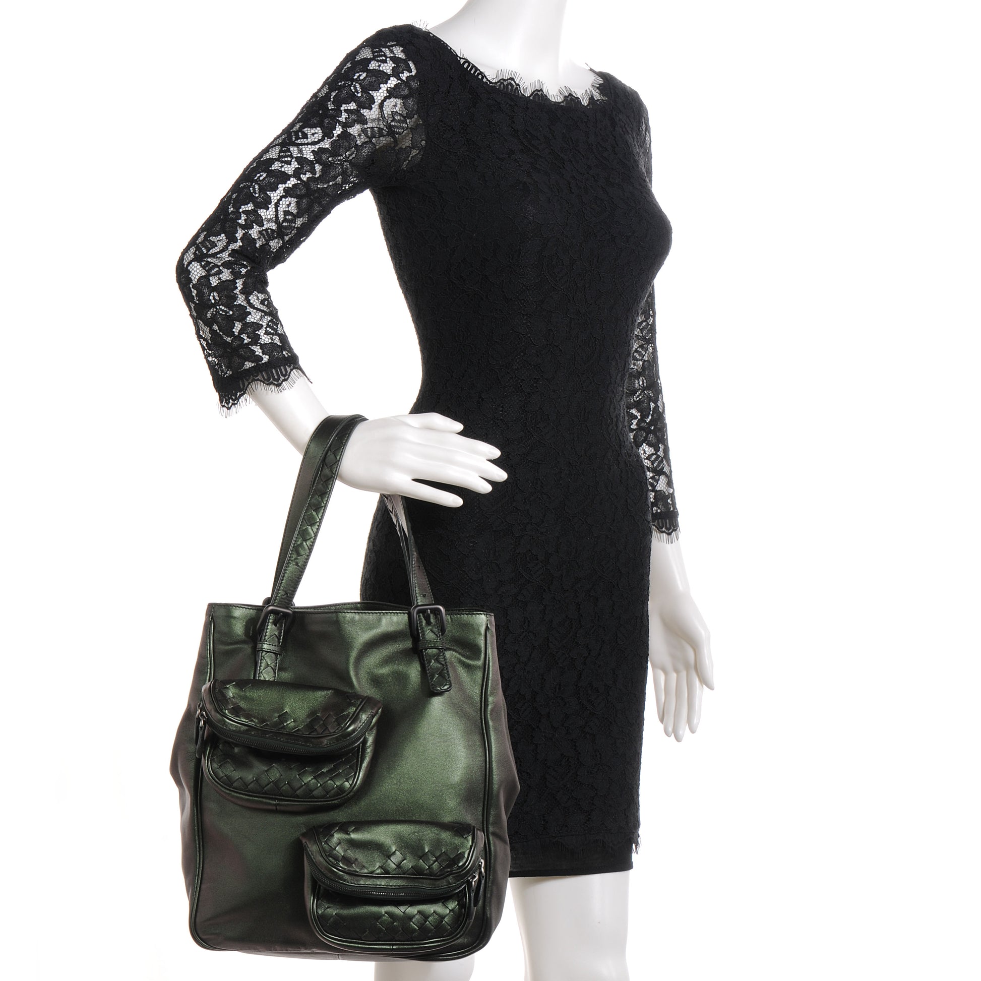 Bottega Veneta Iridescent Scarabee Multi Pocket Tote Bag Green 2 of 8