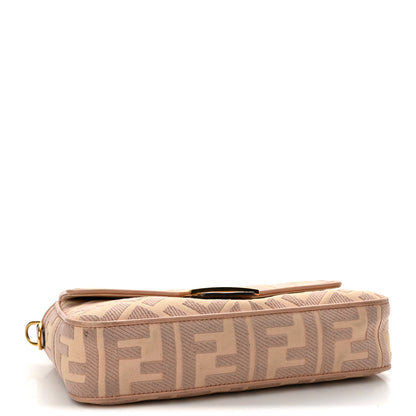 Fendi Canvas Vitello King Extra Strap FF Embroidered Baguette Baby Pink 4 of 13