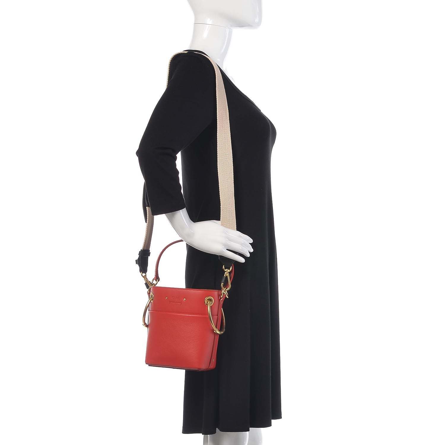 Chloe Smooth Calfskin Mini Roy Bucket Bag Plaid Red 2 of 12