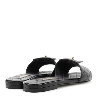 Chanel Lambskin Quilted CC Turnlock Sandals 35 Black 4 of 7