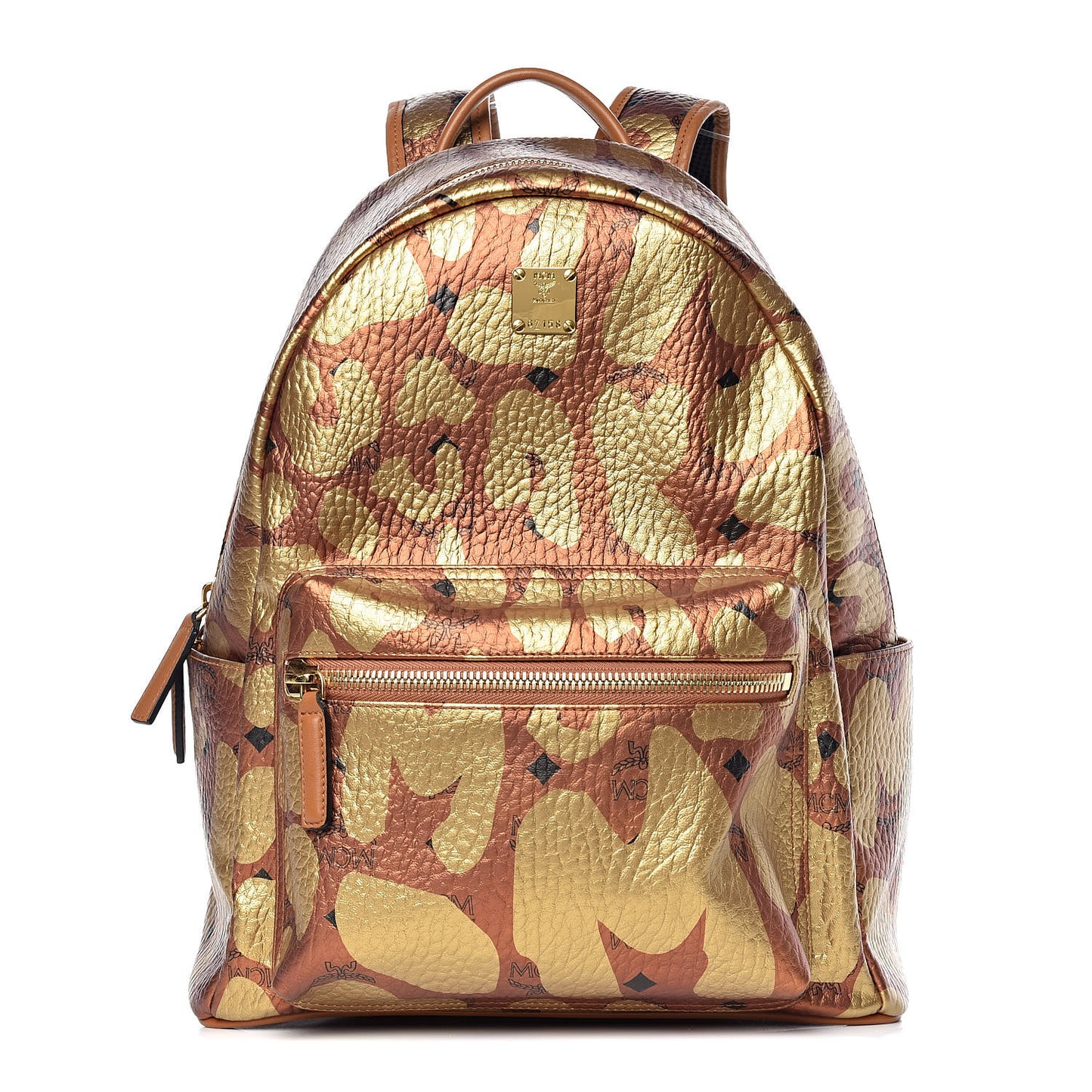 Metallic Visetos Leopard Print Small Stark Backpack Cognac