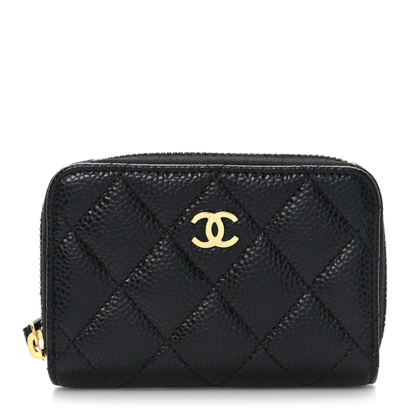 Caviar Quilted Zip Coin Purse Black