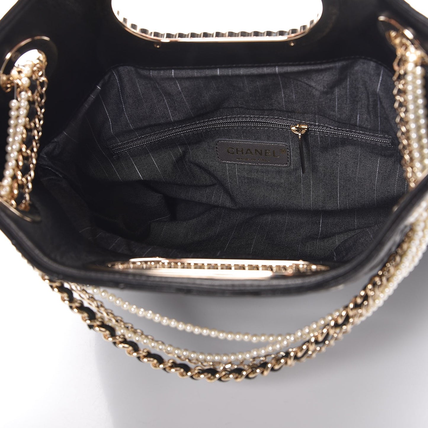 Lambskin Quilted Westminster Pearls Convertible Tote Black