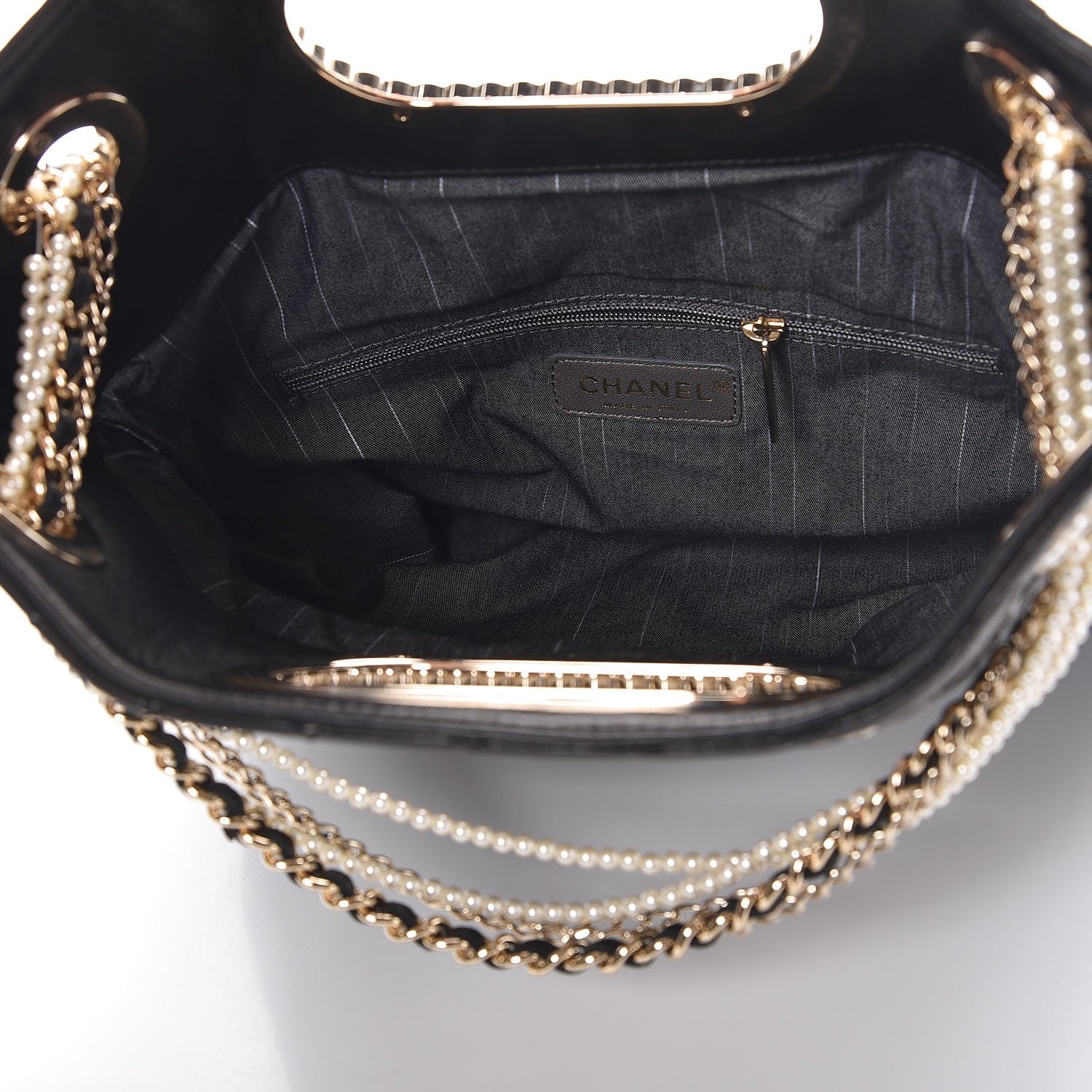 Chanel Lambskin Quilted Westminster Pearls Convertible Tote Black 6 of 8