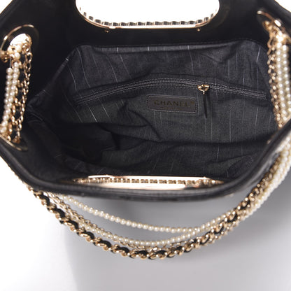 Chanel Lambskin Quilted Westminster Pearls Convertible Tote Black 6 of 8