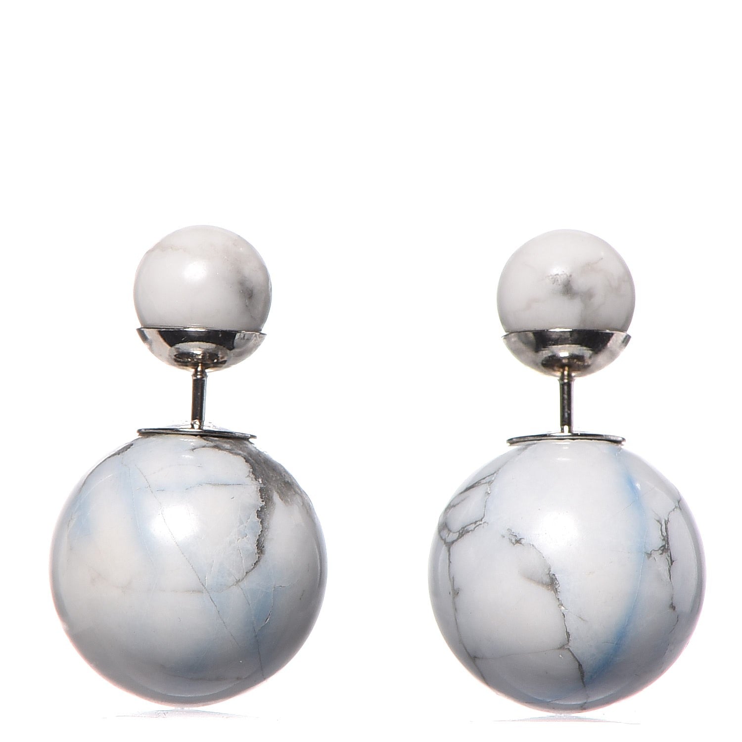Christian Dior Palladium Mise En Dior Tribal Earrings White 1 of 5