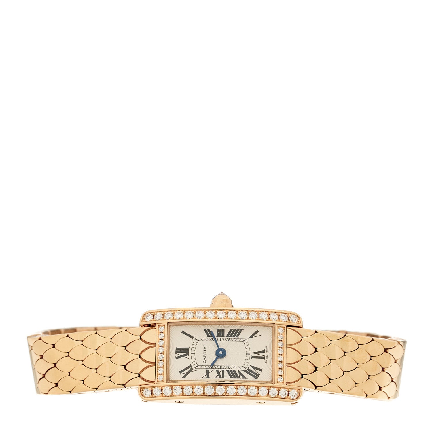 Cartier 18K Pink Gold Diamond Bezel 15mm Tank American Watch 2 of 4