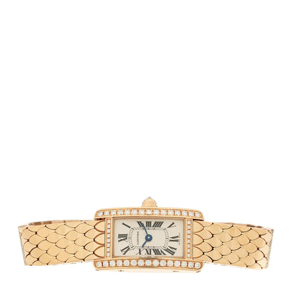 Cartier 18K Pink Gold Diamond Bezel 15mm Tank American Watch 2 of 4