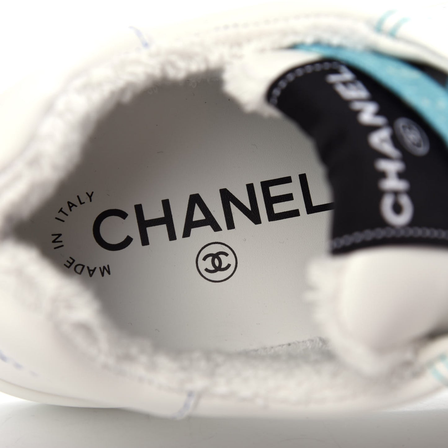 Calfskin Womens Logo Sneakers 38.5 White Blue