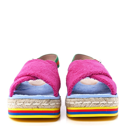 Gucci Terry Cloth Web Espadrille Platform Slingback Sandals 38.5 Lovely Multicolor 2 of 10