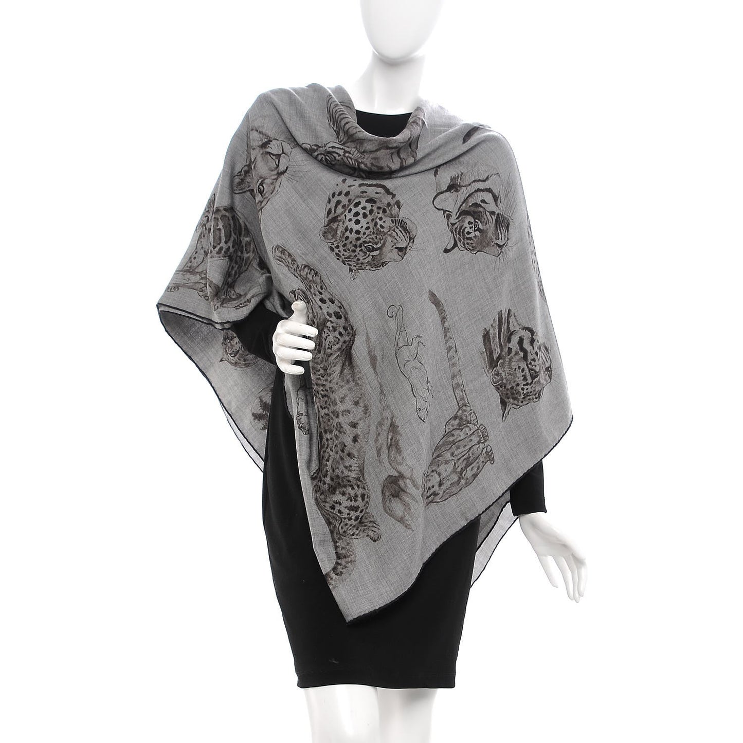 Cashmere Silk Dans L'atelier Shawl 140 Gris Flanelle Anthracite Gris
