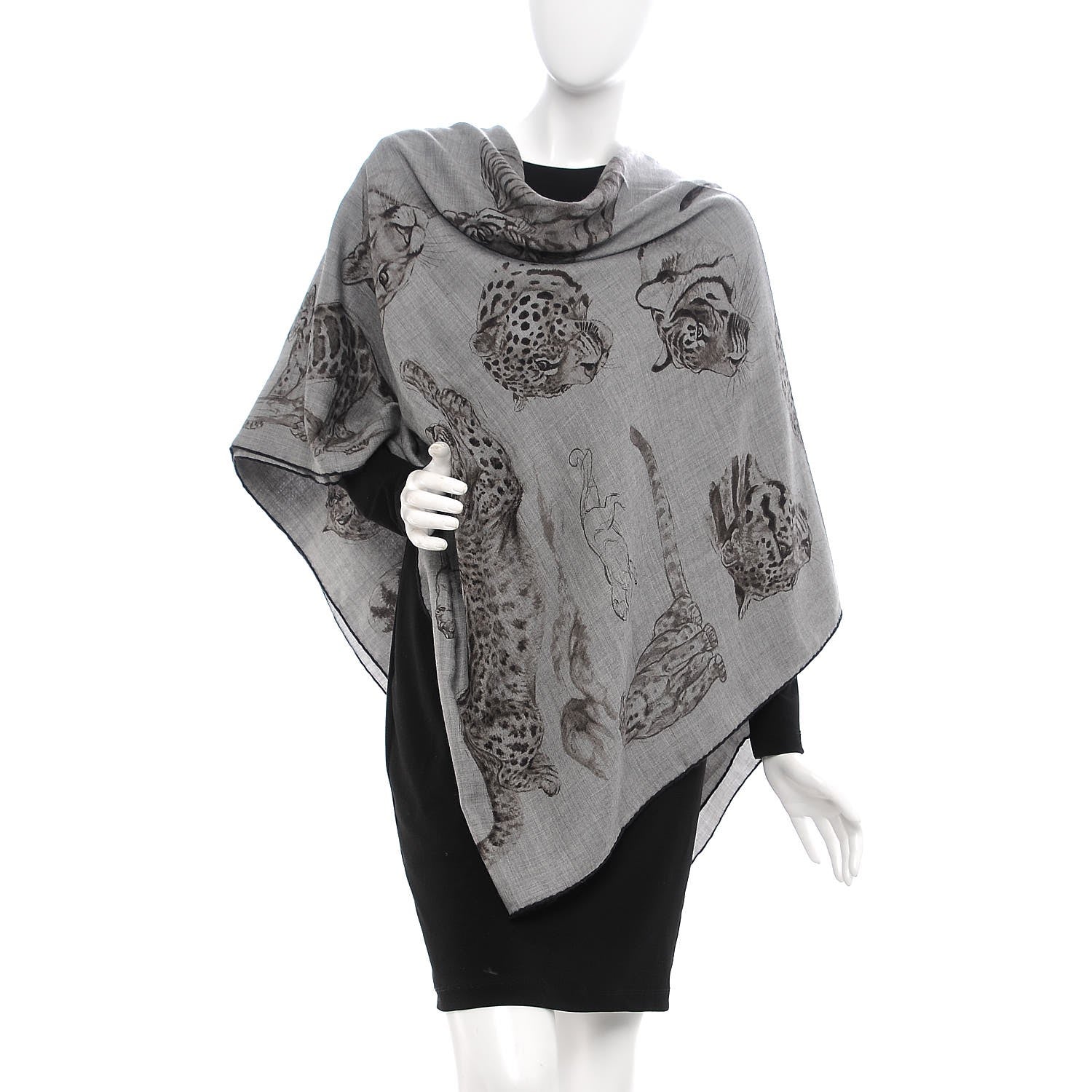Hermes Cashmere Silk Dans L'atelier Shawl 140 Gris Flanelle Anthracite Gris 2 of 10