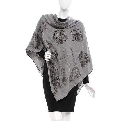 Hermes Cashmere Silk Dans L'atelier Shawl 140 Gris Flanelle Anthracite Gris 2 of 10