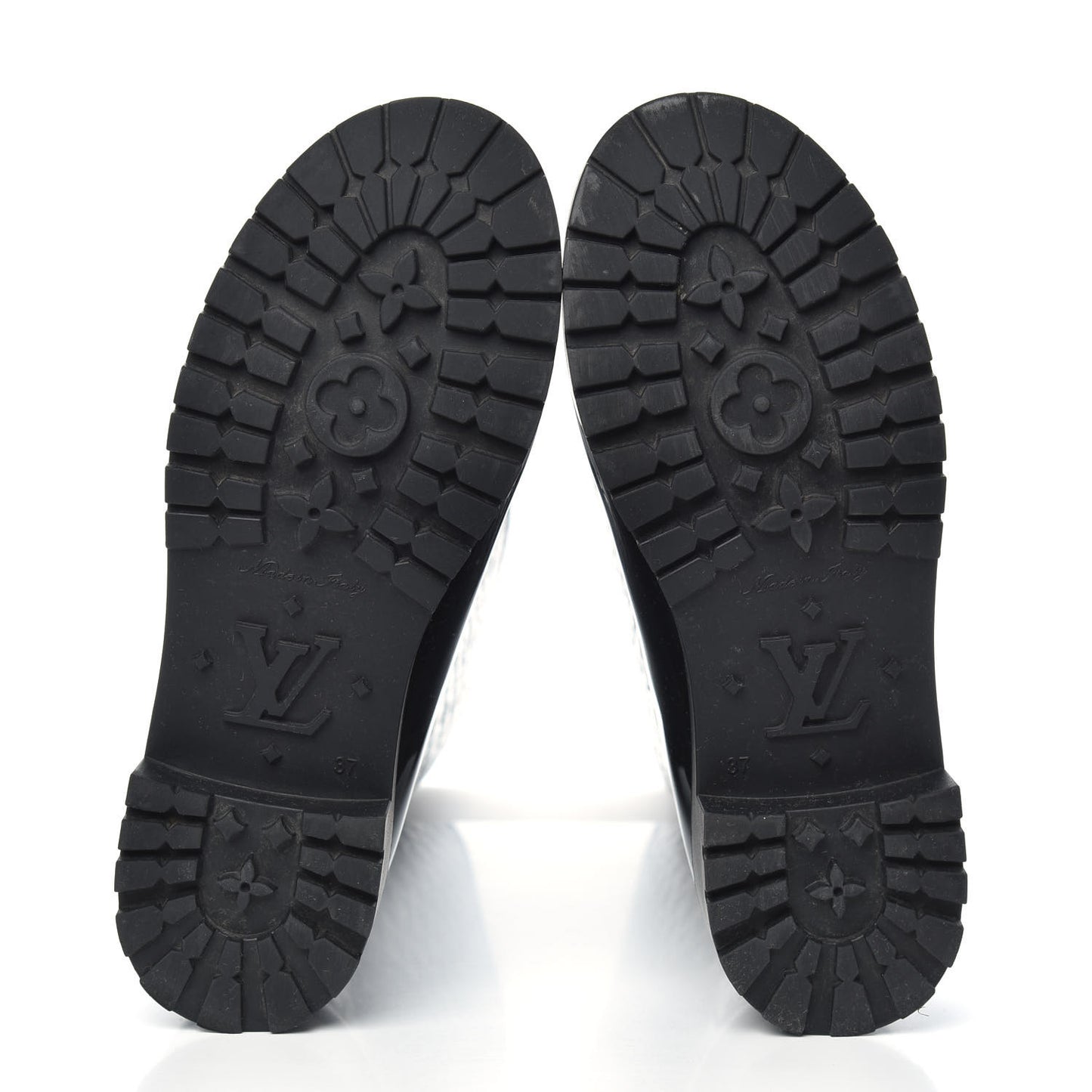 Rubber Embossed Monogram Splash Rain Boots 37 Black