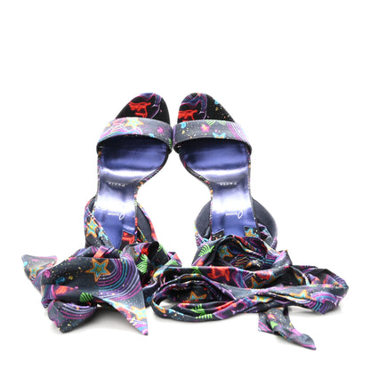 Christian Louboutin Crepe Satin Starlight Sandale Du Desert 100 Ankle Wrap Sandals  39.5 Black Multicolor 2 of 8