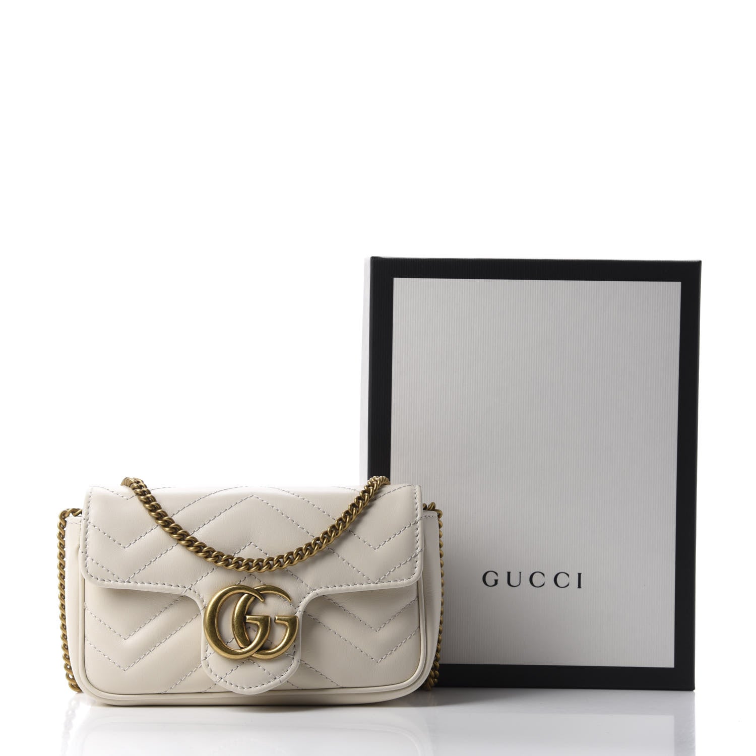 Gucci Calfskin Matelasse Super Mini GG Marmont Shoulder Bag White 11 of 11