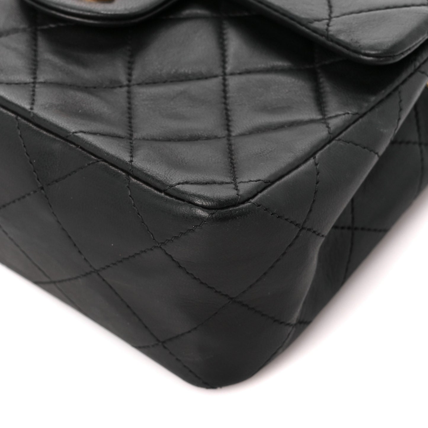 Lambskin Quilted Mini Square Flap Bag Black