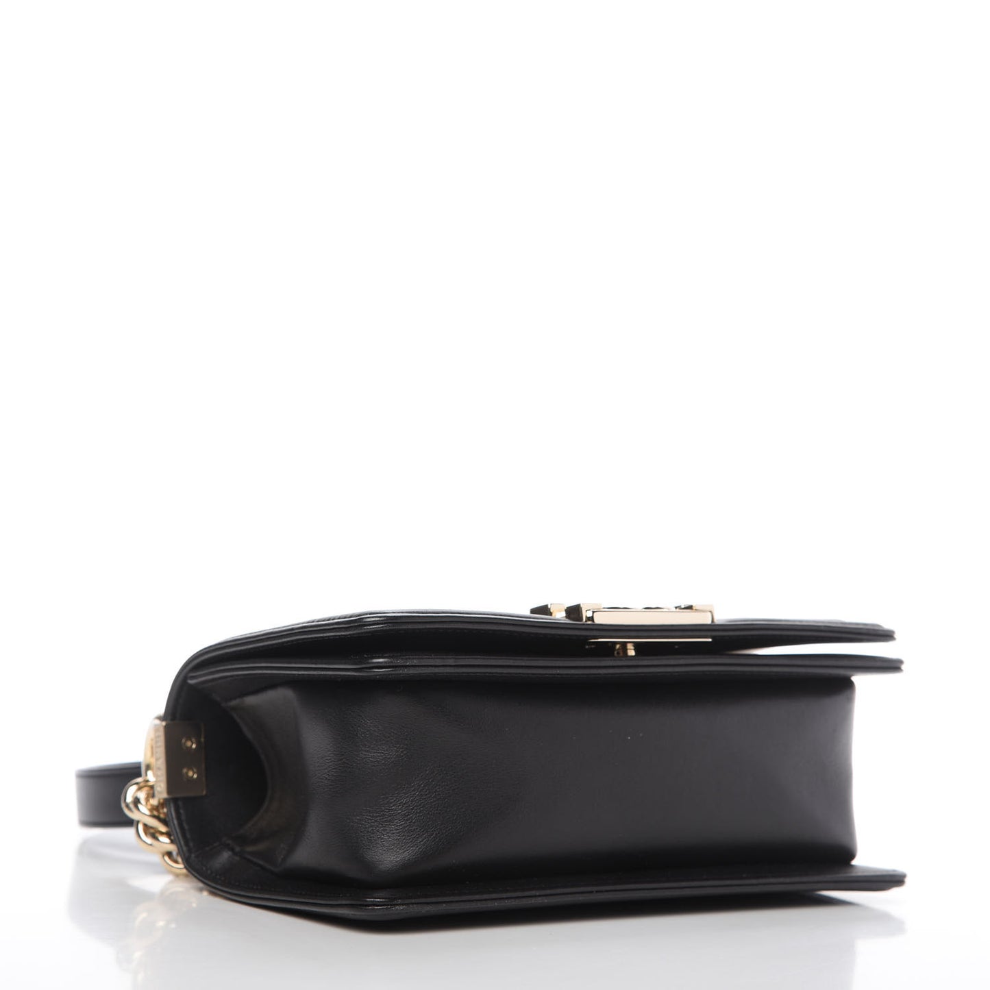 Lambskin Chevron Quilted Small Boy Flap Black