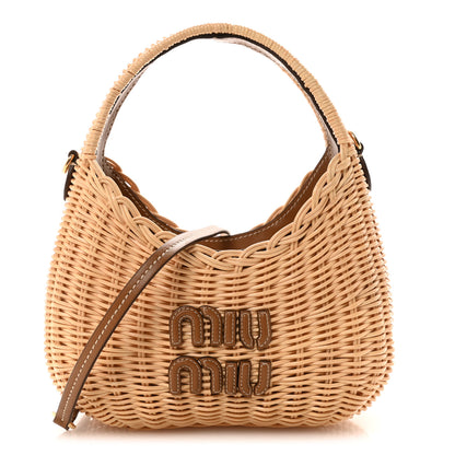 Miu Miu Wicker Wander Hobo Tan 1 of 10