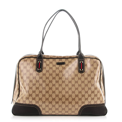 Gucci Crystal Monogram Large Princy Duffle Bag Beige Dark Brown 1 of 7