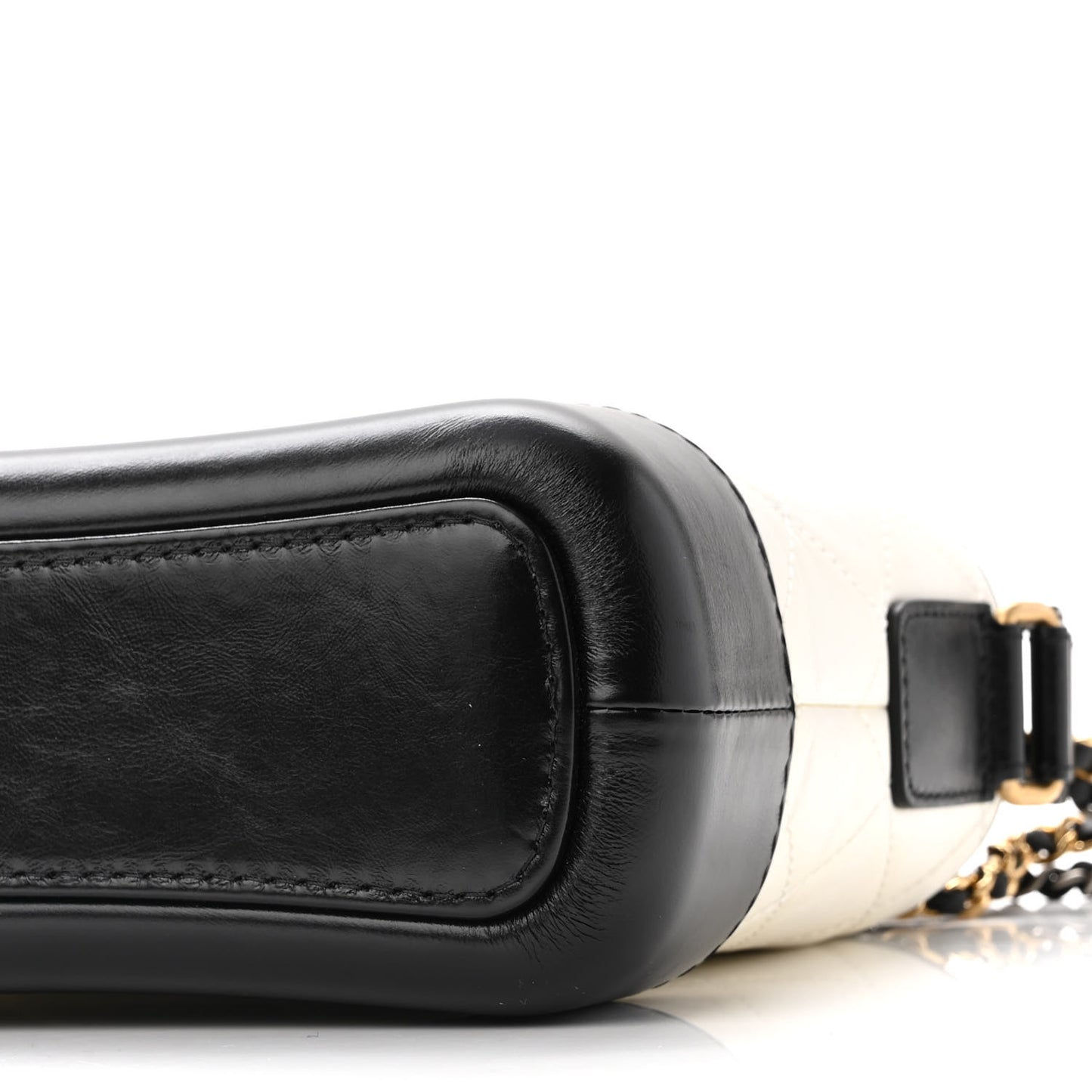 Aged Calfskin Quilted Small Gabrielle Hobo Black White