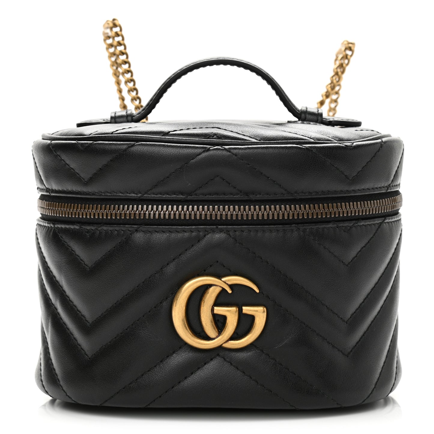 Calfskin Matelasse Mini GG Marmont Round Backpack Black