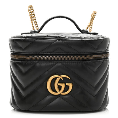 Gucci Calfskin Matelasse Mini GG Marmont Round Backpack Black 1 of 11