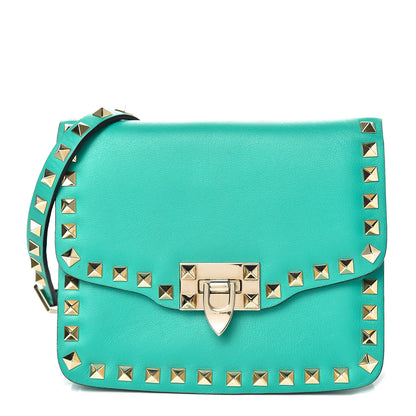 Valentino Garavani Vitello Small Rockstud Shoulder Flap Messenger Bag Opaline Green 1 of 12