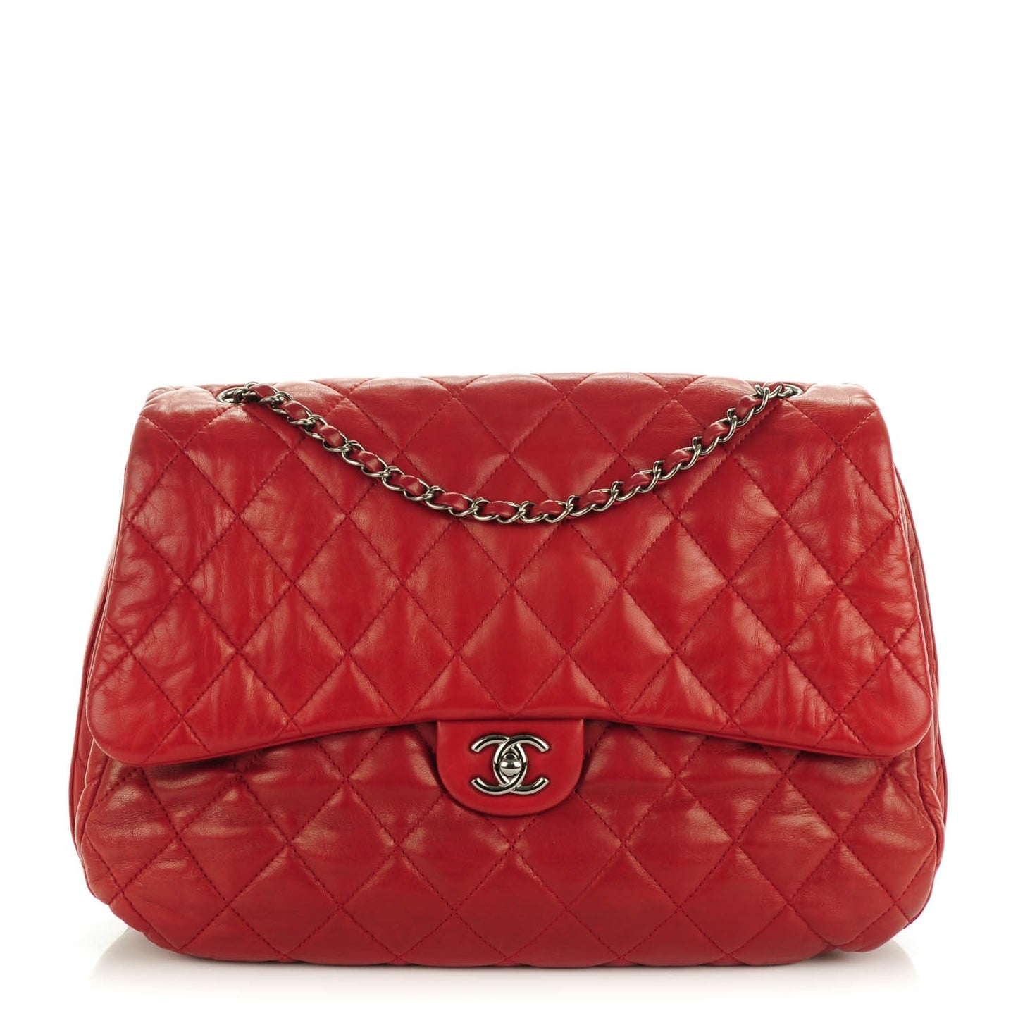 Lambskin Quilted 3 Maxi Flap Bag Red