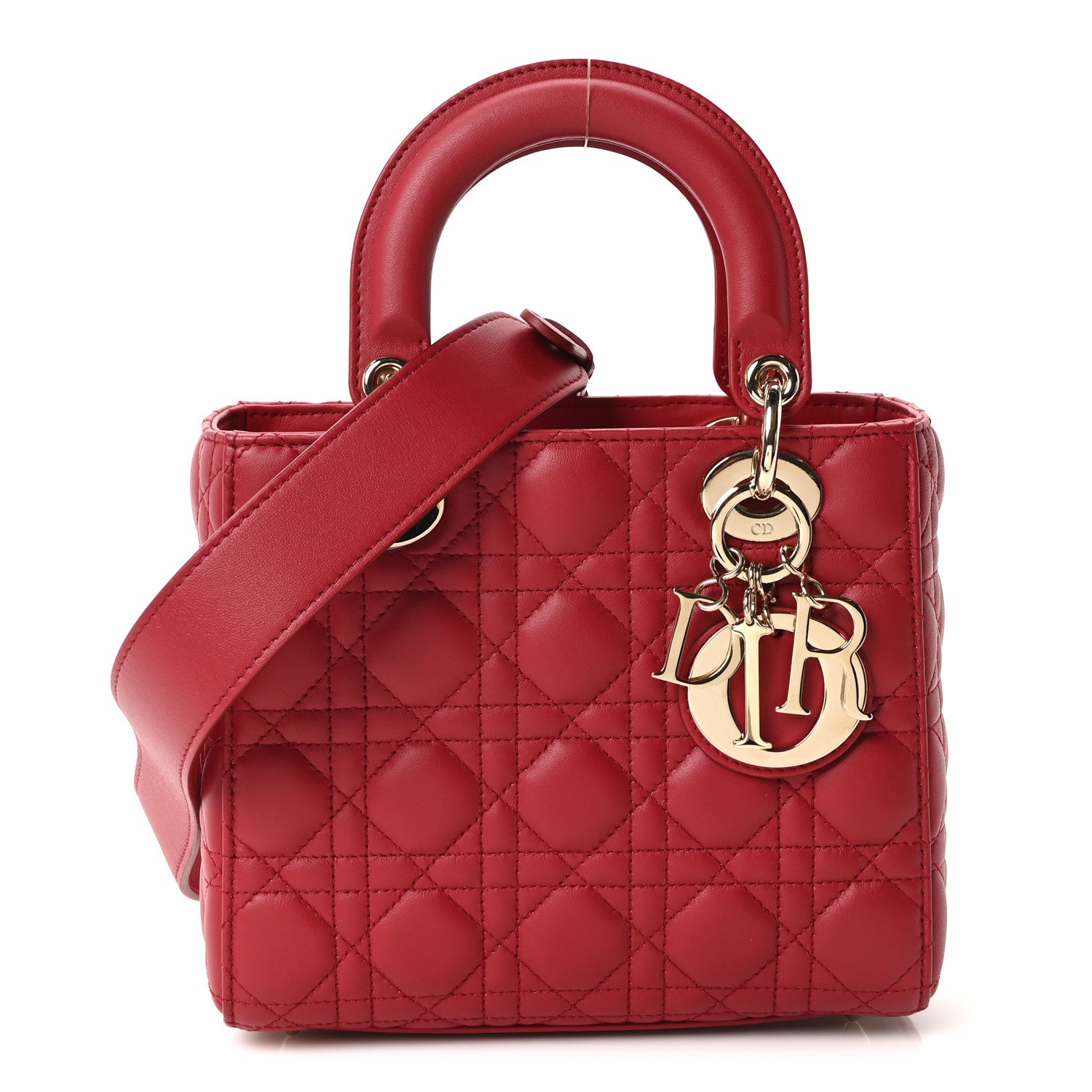 Christian Dior Lambskin Cannage Dioramour Small My ABCDior Lady Dior Fraise 1 of 10