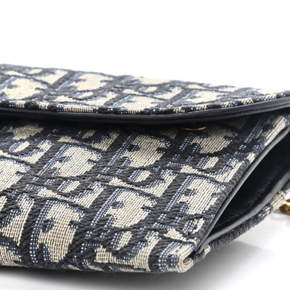 Christian Dior Oblique Saddle Chain Long Wallet Blue 8 of 9